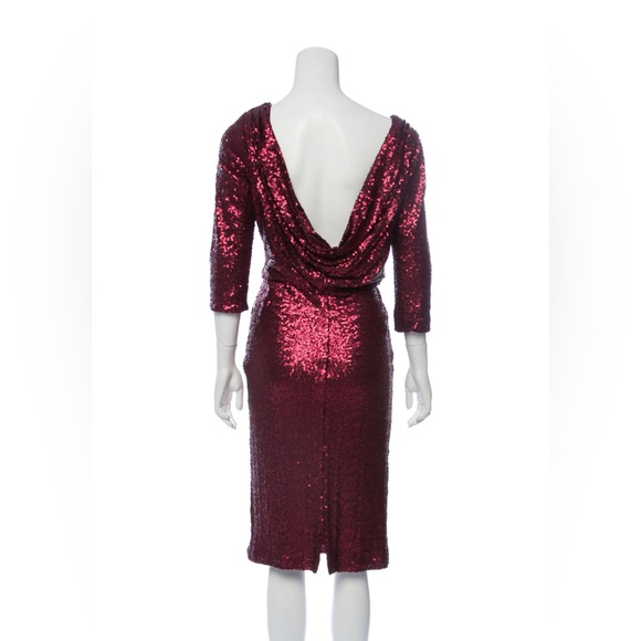 Brand new Red sequined open back Badgley Mishka knee length dress - Picture 3 of 6